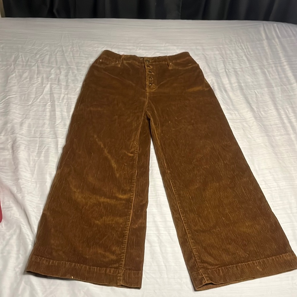 women’s brown high rise wide leg pants